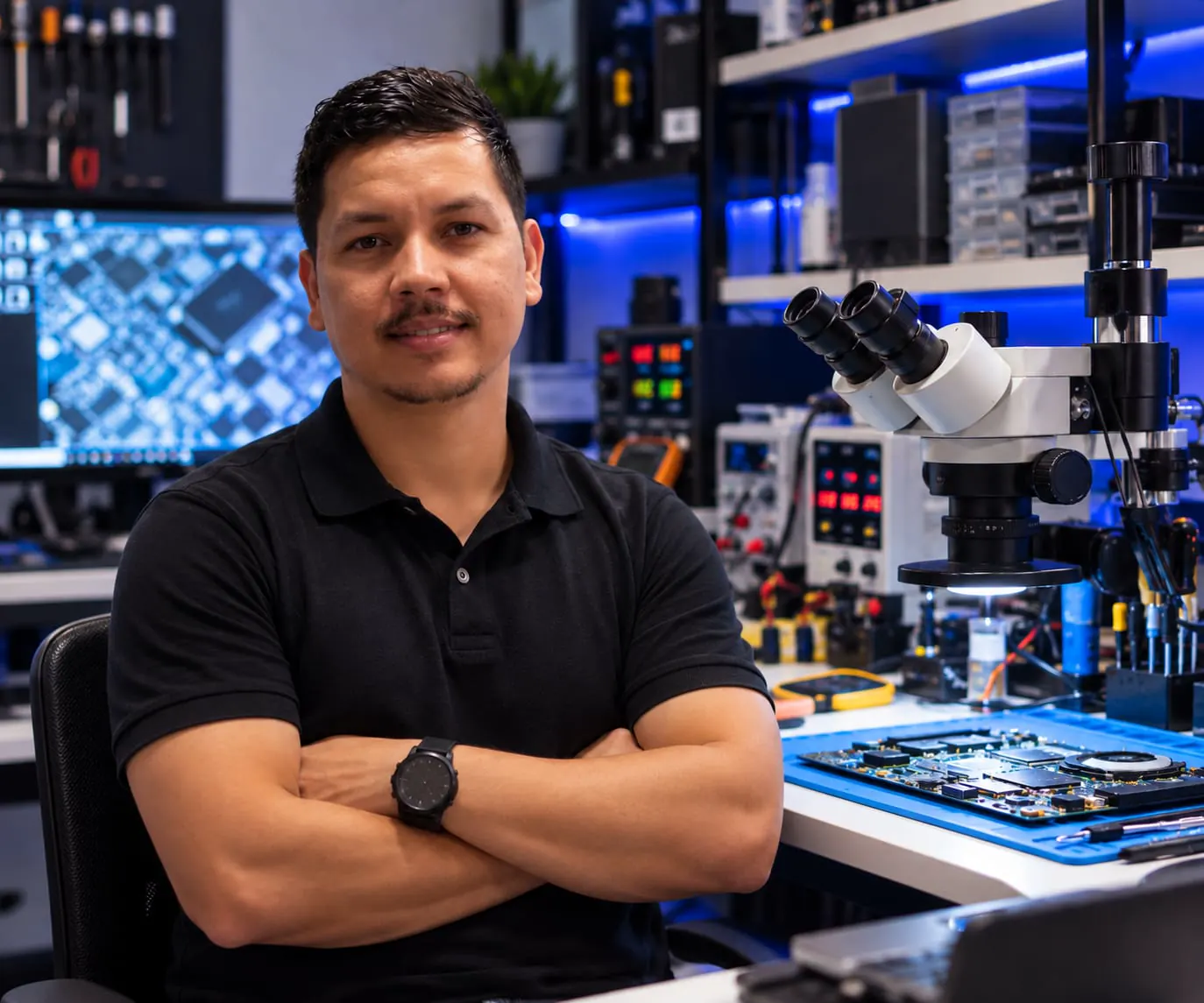 Wesley Benevides no laboratório da IBW Tecnologia