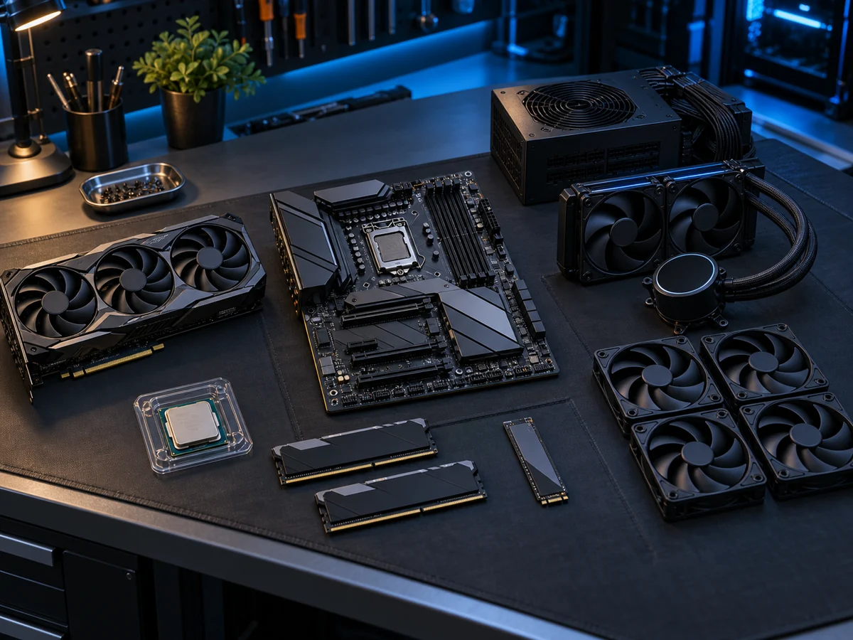 Planejamento de montagem de computador em bancada