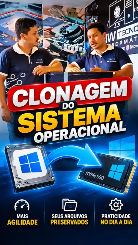 Equipe da IBW apresentando a clonagem do sistema para SSD