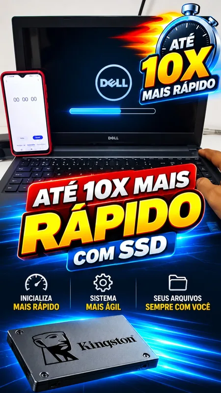 Teste de inicialização de notebook após upgrade para SSD