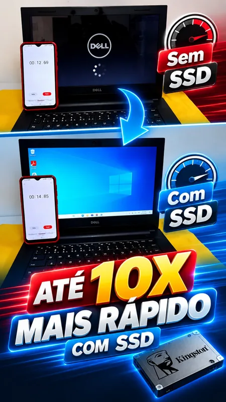 Comparação do tempo de inicialização antes e depois do upgrade para SSD