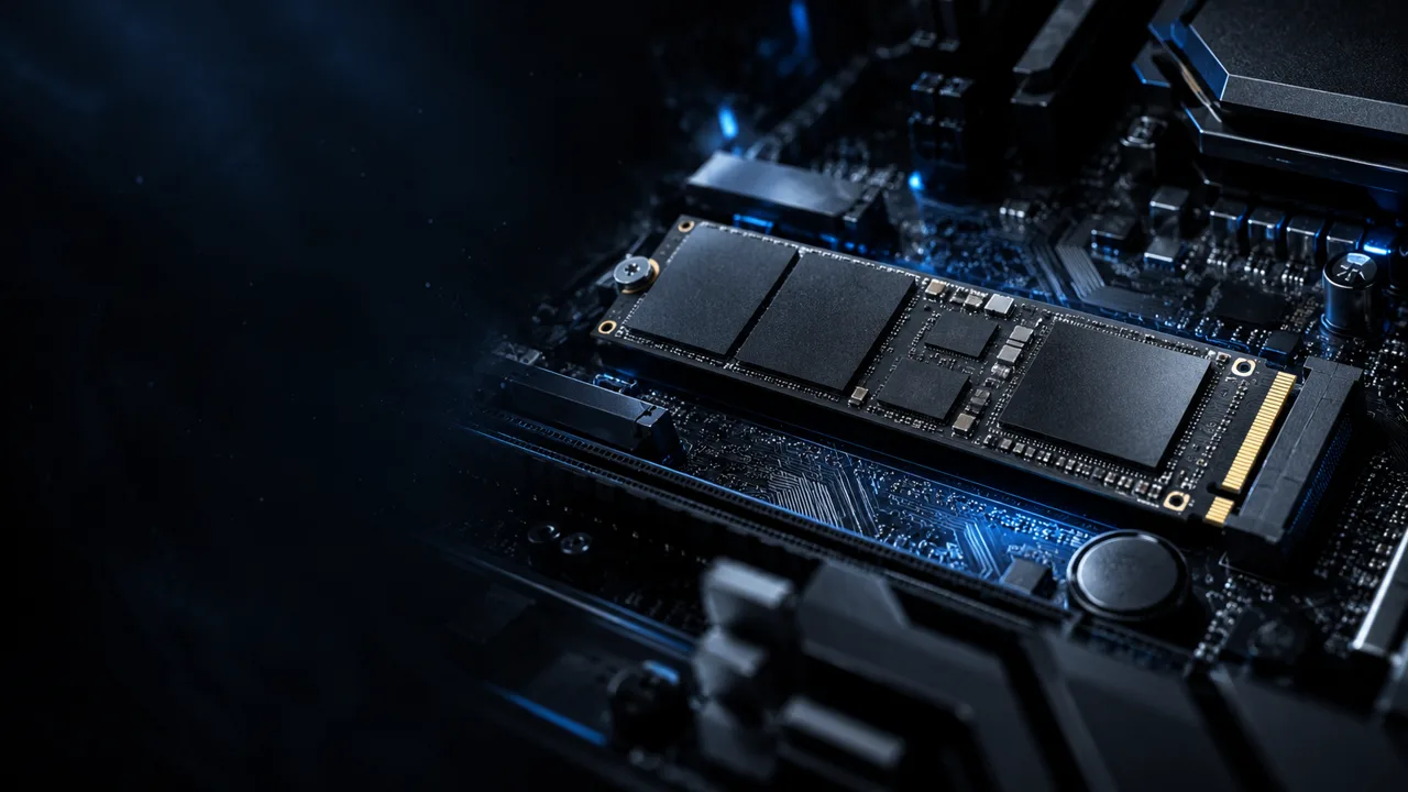 Unidade SSD NVMe em bancada técnica